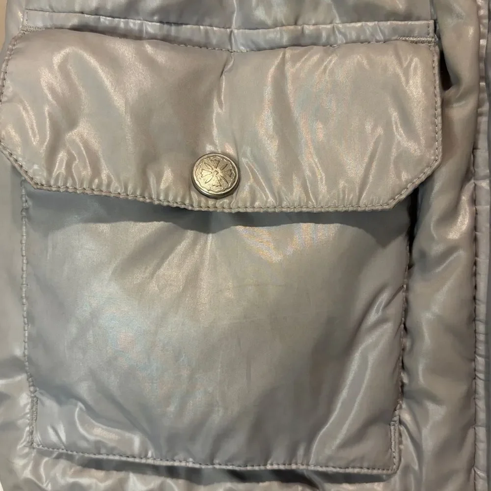 Hanna Andersson Girls Down Feather Filled Winter Jacket Coat Hood Grey Size 10